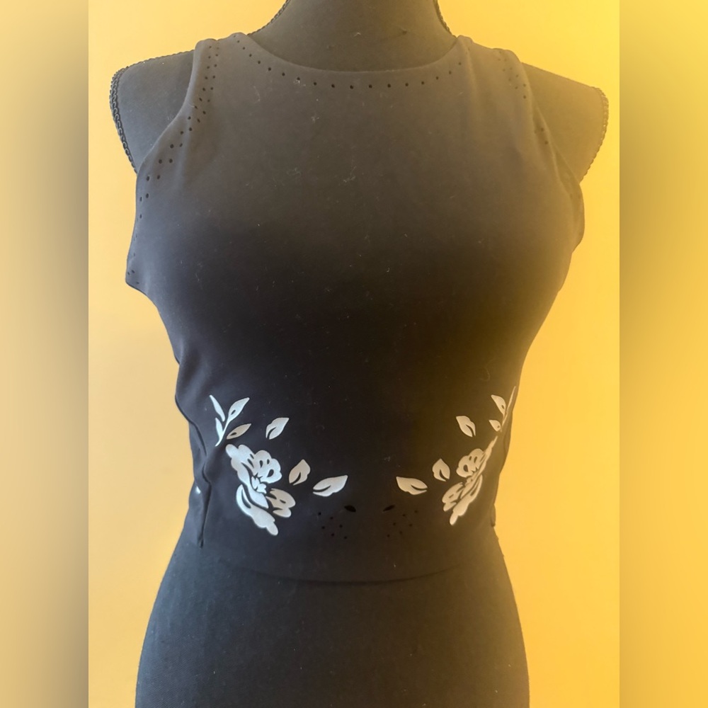 Athleta Black Embellished Fitted Tank Top
